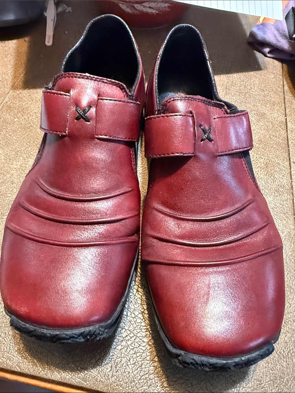 Rieker Antistress Celia Red Burgundy Leather Slip-On Loafer Flats Size 7